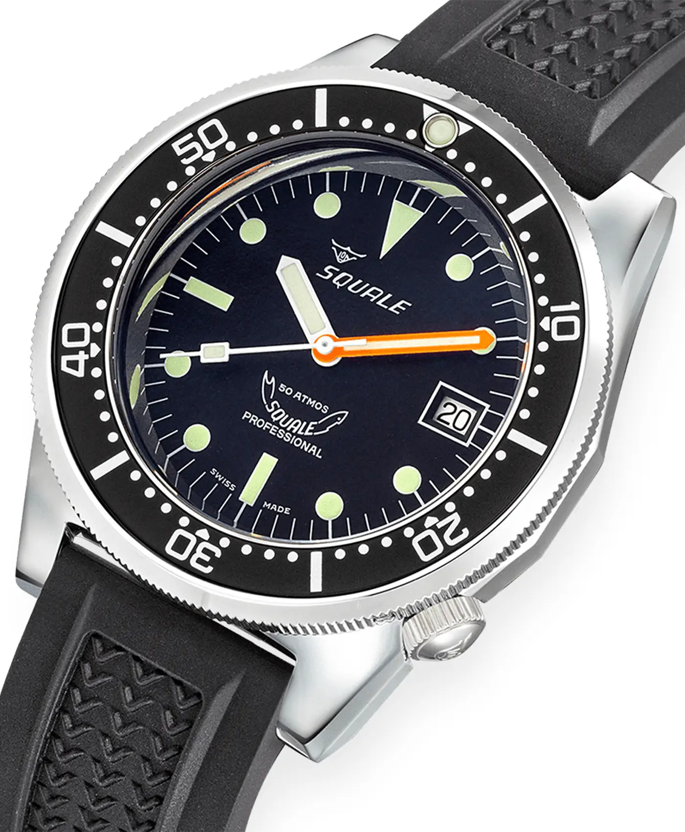 Squale – 1521 Series – Polished Black - close up