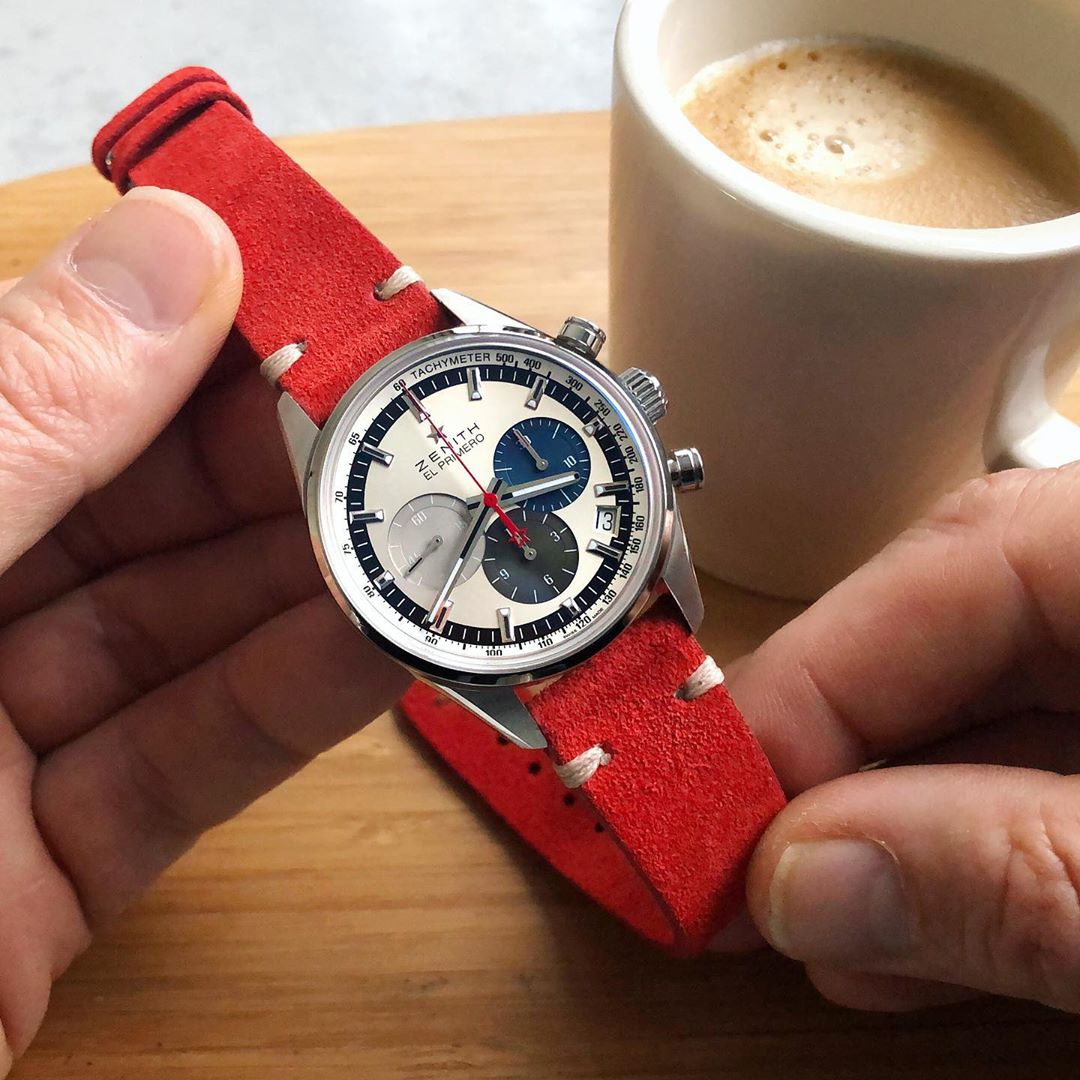 Zenith el primero on red watchbandit suede by rolopalooza Zenith el primero on red watchbandit suede by rolopalooza