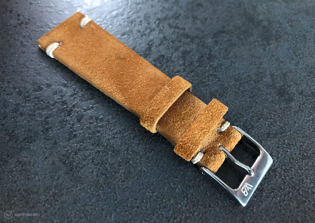 WB Original golden brown suede strap 20 mm strap width at the watch lugs with 16 mm buckle width + buckle