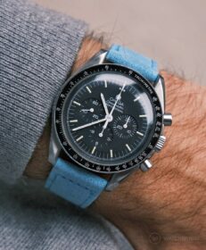 Omega Speedmaster Classic Suede Strap – Light Blue | WB Original