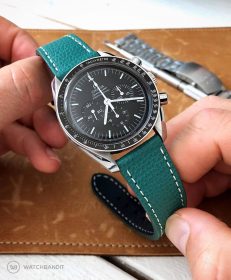 Omega Speedmaster Professional Strap on textured calfskin leather strap Petrol Green