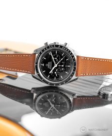 Omega Speedmaster Professional Strap on textured calfskin leather strap Tanned