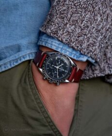 Omega Speedmaster on vintage leather strap Burgundy | WB Original