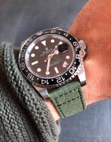 Rolex GMT Master II green Canvas strap wrist shot