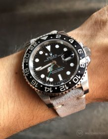 Rolex GMT Master II am grauen WIldlederarmband von Watchbandit