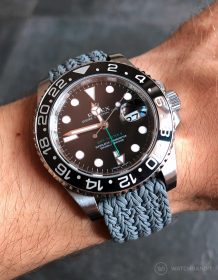 Rolex GMT Master II am grauen Eulit Perlon Uhrenarmband von Watchbandit