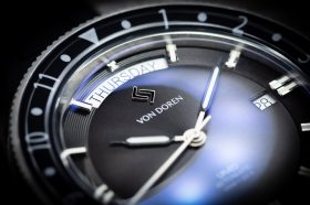 Von Doren URAED day date complication close up