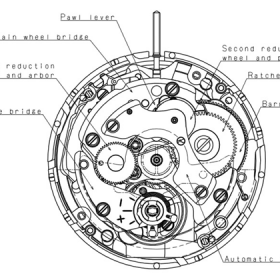 Martenero Seiko NH35 movement movement technical drawing