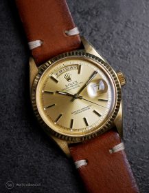 Rolex Day-Date on brown vintage leather strap by WB Original
