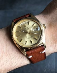 Rolex Day-Date on brown vintage leather strap by WB Original