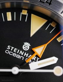 Steinhart Ocean Vintage GMT Makro Zifferblatt orangener Zeiger