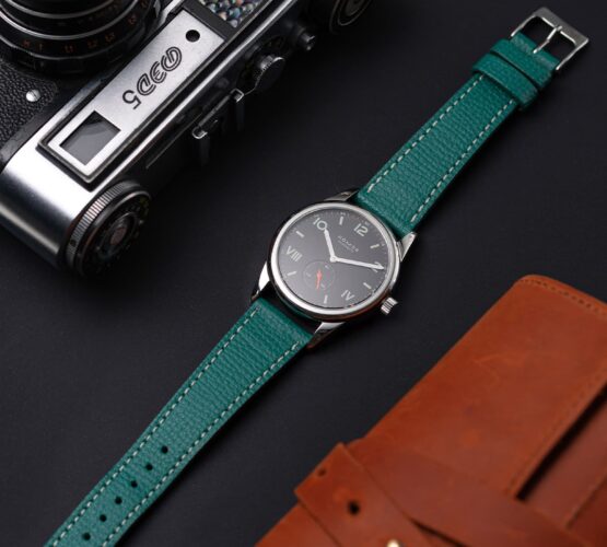 NOMOS Club Campus dunkel textrued petrol green calfskin leather strap
