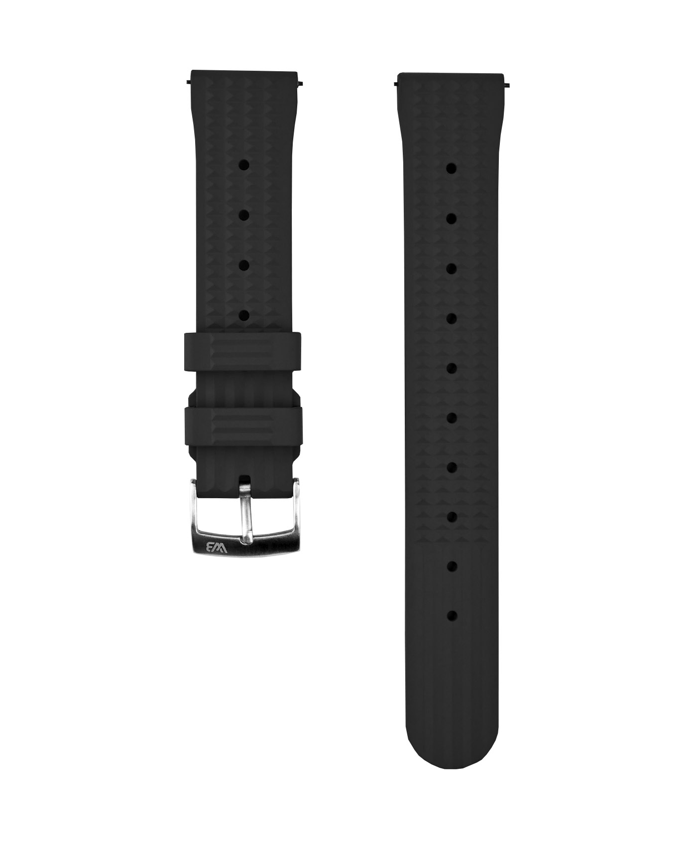 Waffle Rubber watch strap_Black_Front-min Waffle Rubber watch strap_Black_Front