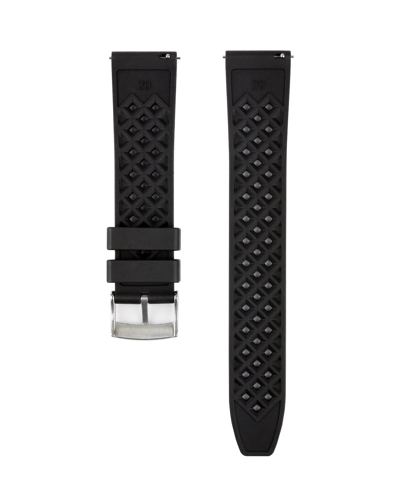 Rhombus Rubber watch strap_Black_Back-min Rhombus FKM Rubber watch strap_Black_Back