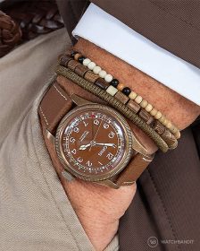 Oris pocket shot tanned textured calfskin leather strap by Watchbandit