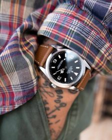 Rolex Explorer pocket shot textured leather strap by WB Original