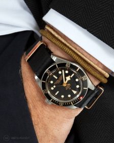 Tudor BB58 Rose Gold Black NATO strap pocket shot