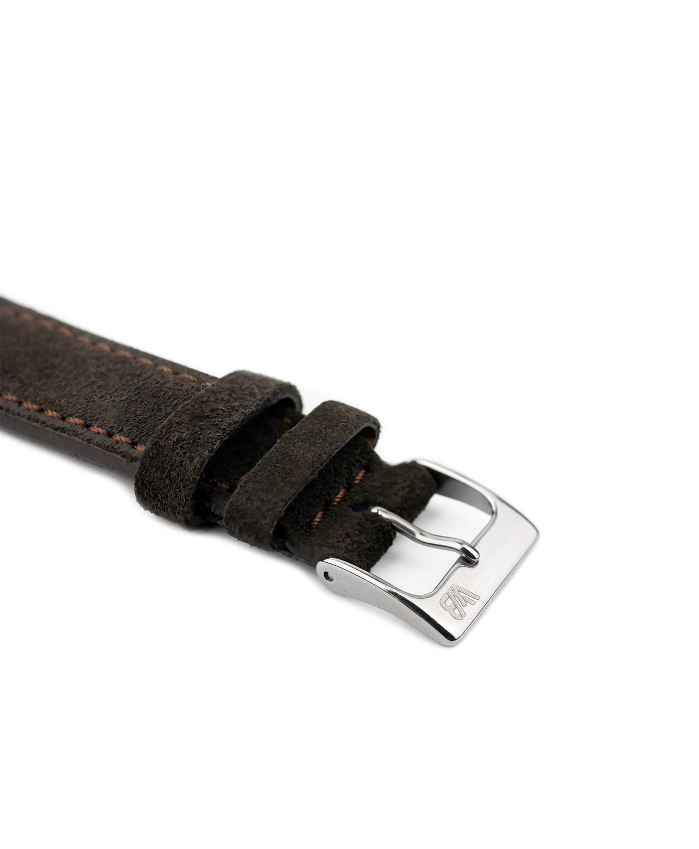Classic stitching suede leather strap_dark brown_side buckle-min Suede leather strap with side seam_dark brown_side buckle