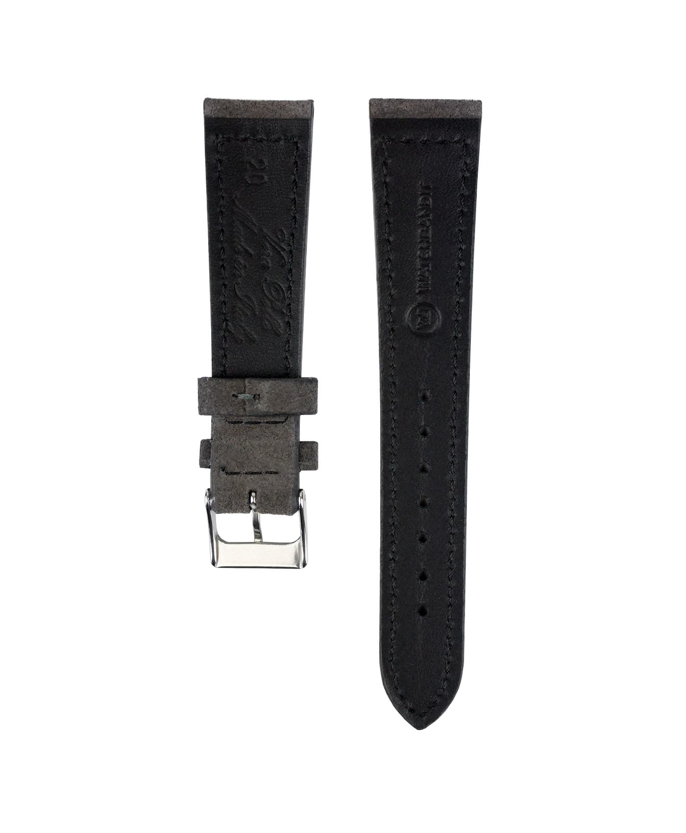 Classic stitching suede leather strap_dark grey_back-min Suede leather strap with side seam_grey_back