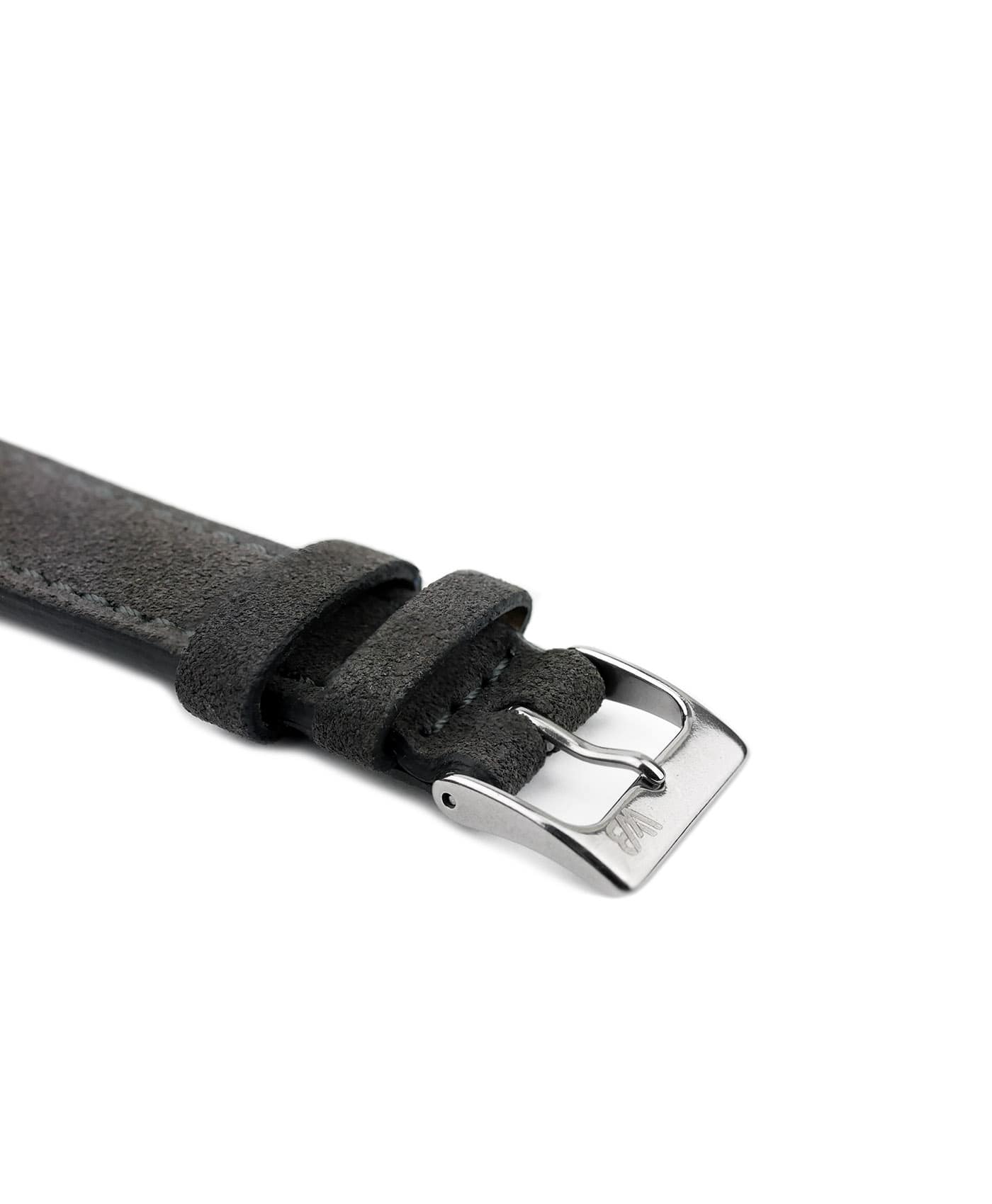 Classic stitching suede leather strap_dark grey_side buckle-min Suede leather strap with side seam_grey_side buckle
