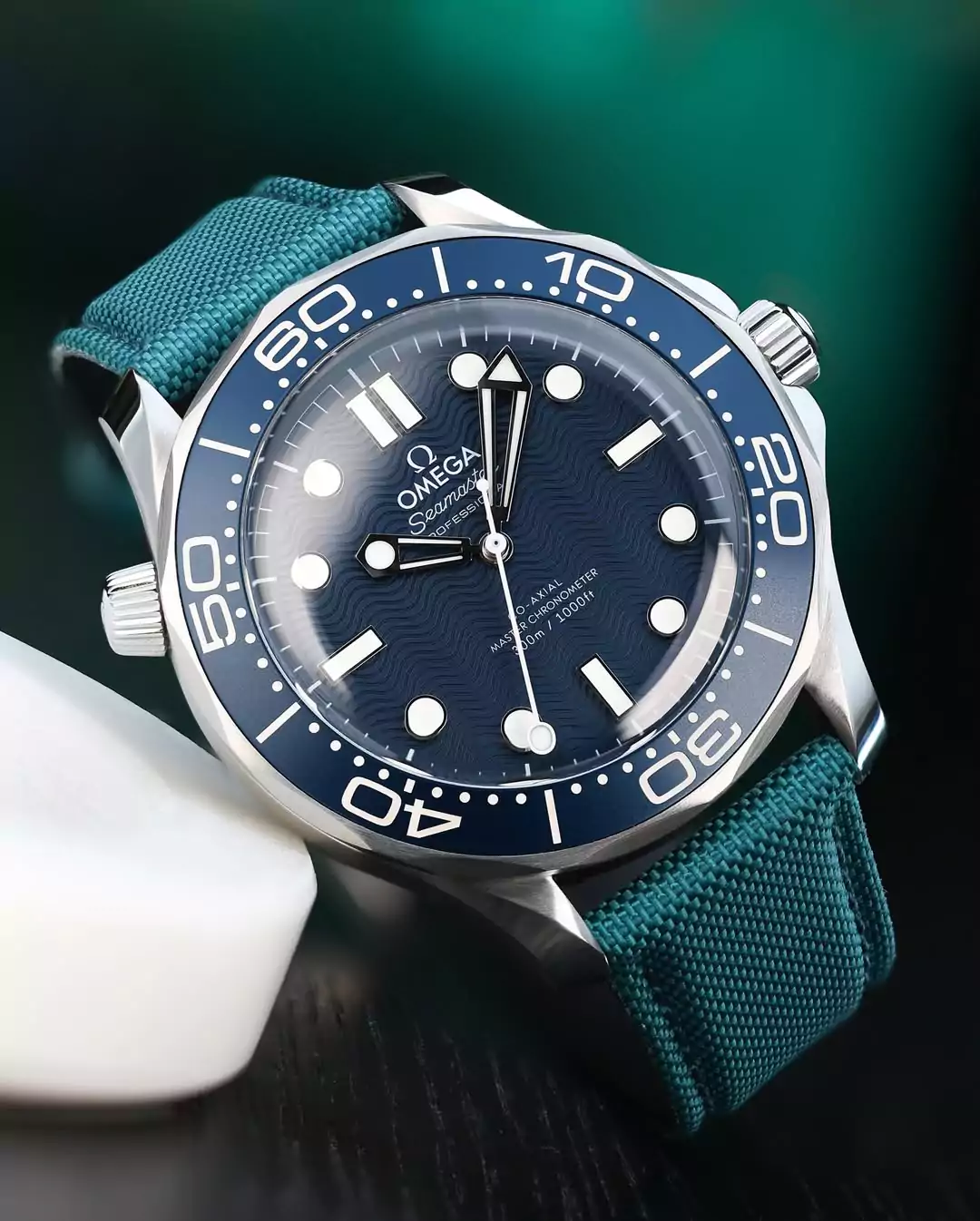 Omega-Seamaster-Blue-Petrol-Sailcloth-Strap-2 Omega-Seamaster-Blue-Petrol-Sailcloth-Strap-2