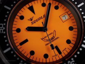 Squale-Luminoso Arancia PVD-dial close up
