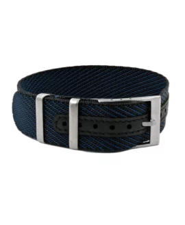 Premium Adjustable Single-Pass Nylon watch Strap – Black-Blue
