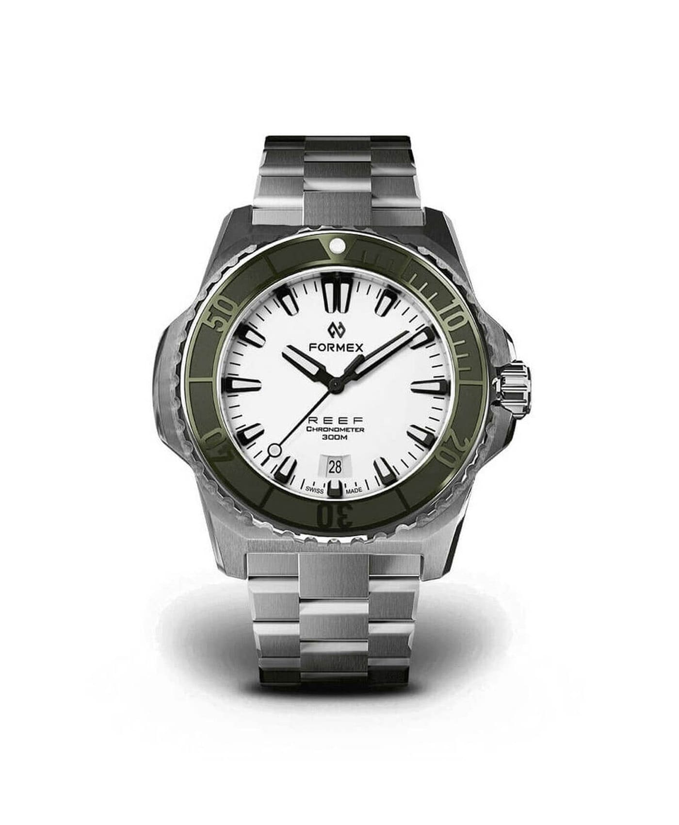 Formex - Reef - Automatic Chronometer COSC 300m_White Dial Green Bezel-min Formex - Reef - Automatic Chronometer COSC 300m_White Dial Green Bezel