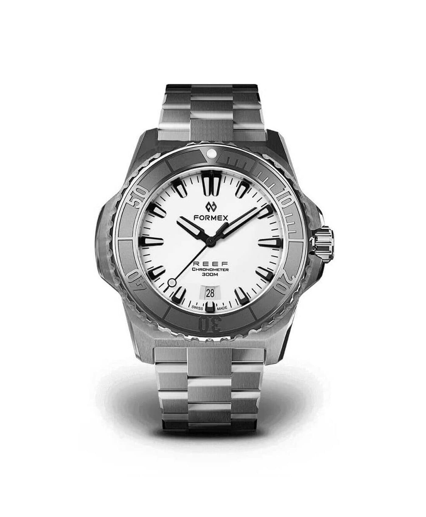 Formex - Reef - Automatic Chronometer COSC 300m_White Dial Silver Bezel-min Formex - Reef - Automatic Chronometer COSC 300m_White Dial Silver Steel Bezel