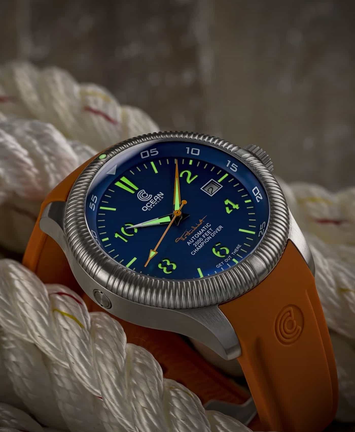Ocean Crawler Champion Diver - Blue V2 - Lume shot-min Ocean Crawler Champion Diver - Blue V2 - Lume shot