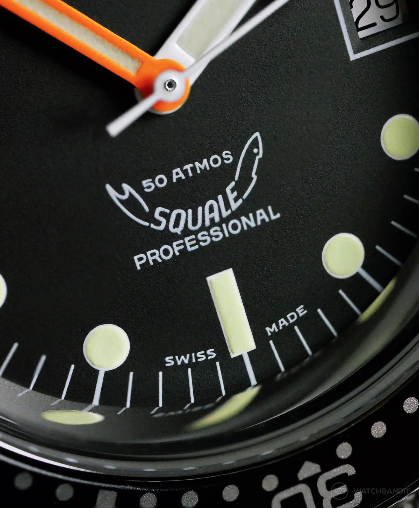 Squale - 1521 Series - 026A Polished Black - Dial macro-min Squale - 1521 Series - 026A Polished Black - Dial macro-min