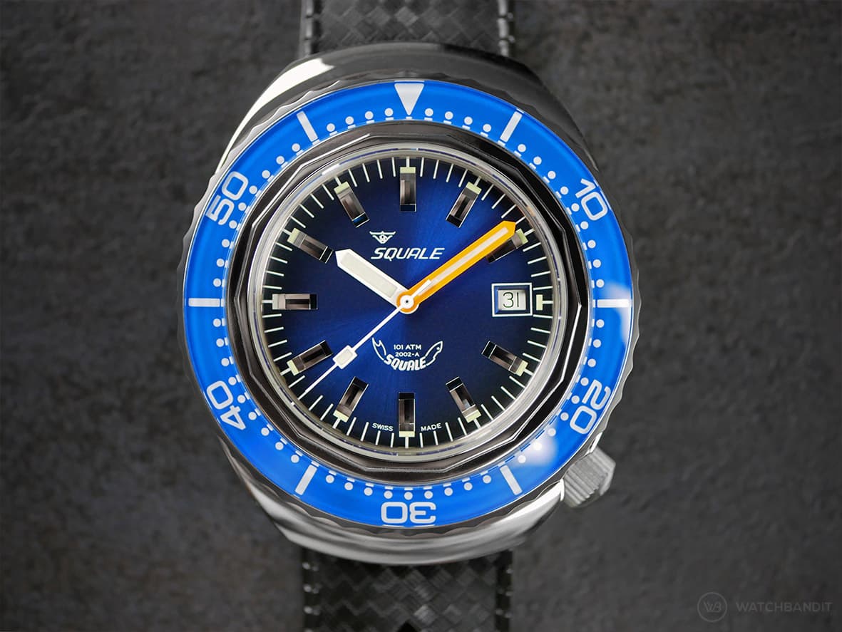 Squale-2002 Series-101 Atmos Polished Blue-Blue Dial-Front-min