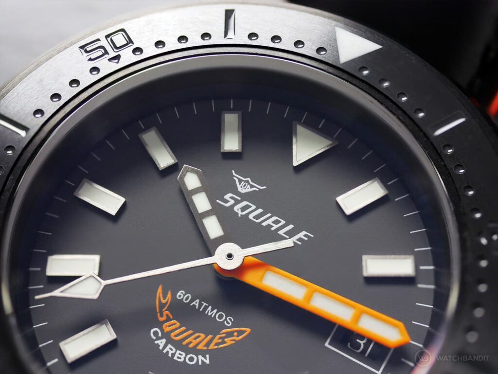 Squale-60 ATM-T-183 Forged Carbon-Dial Close Up