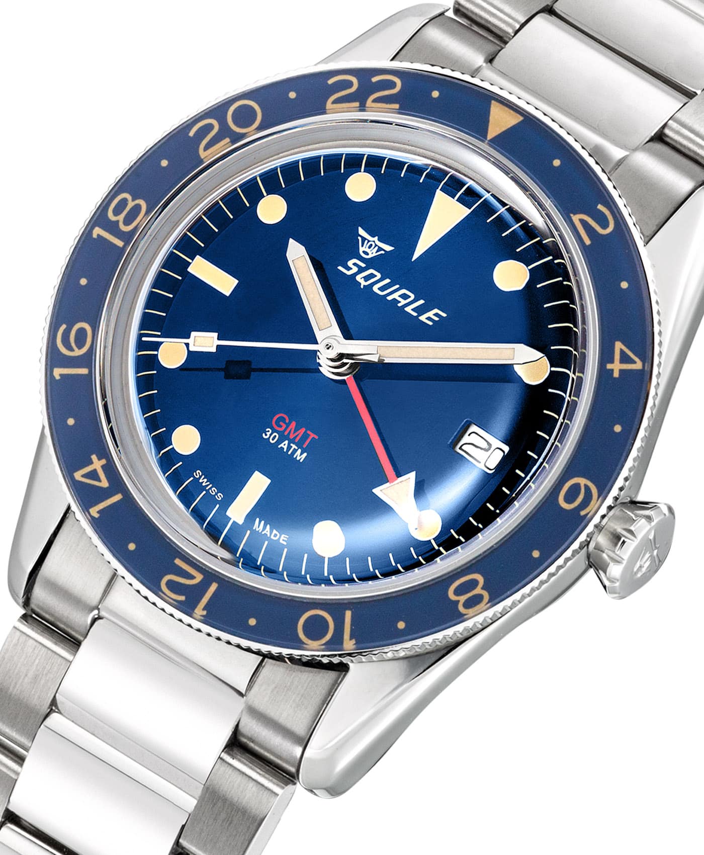 Squale - SUB 39 - GMT Vintage - Blue - close up-min Squale - SUB 39 - GMT Vintage - Blue - close up-min