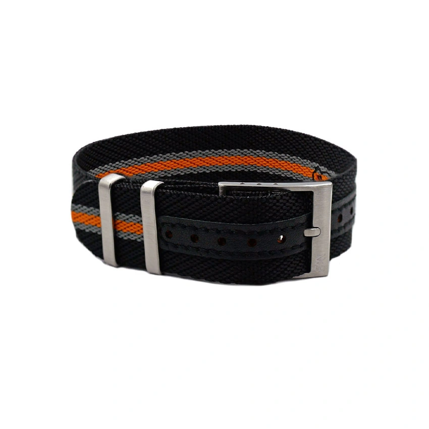 Premium Adjustable Single-Pass Nylon Strap – Black-Orange Premium Adjustable Single-Pass Nylon Strap – Black-Orange