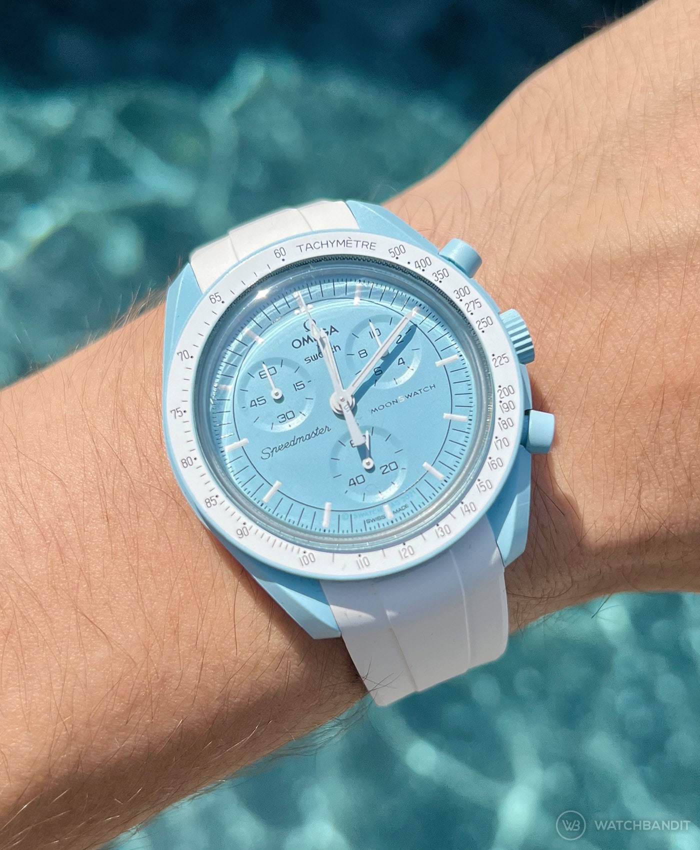 Omega-Swatch-MoonSwatch-Mission-To-Uranus-White-Rubber-strap-wristshot-min Omega-Swatch-MoonSwatch-Mission-To-Uranus-White-Rubber-strap-wristshot-min