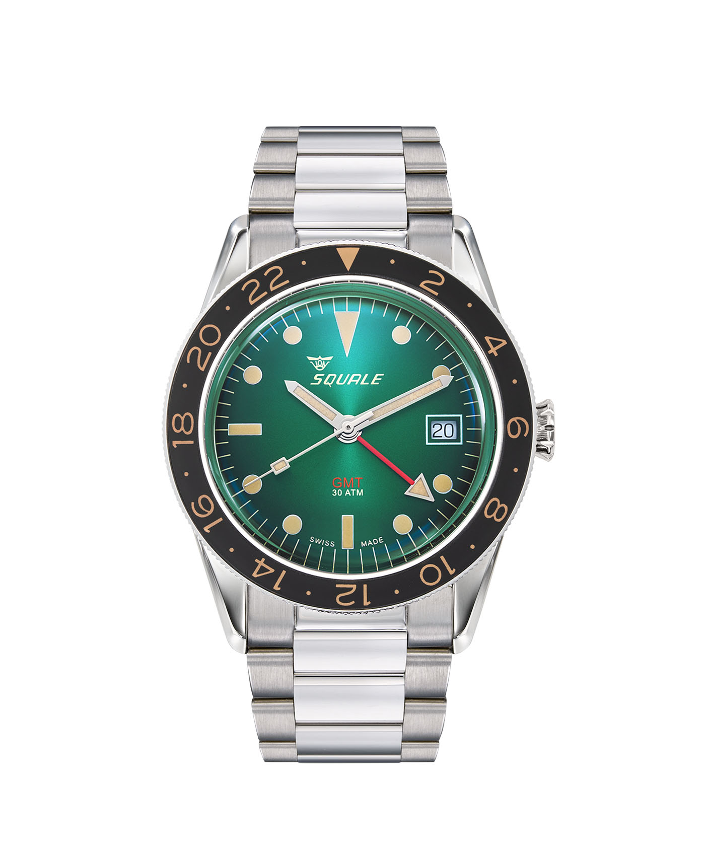 Squale - SUB 39 - GMT Vintage - Green - Metal Bracelet Squale - SUB 39 - GMT Vintage - Green - Metal Bracelet