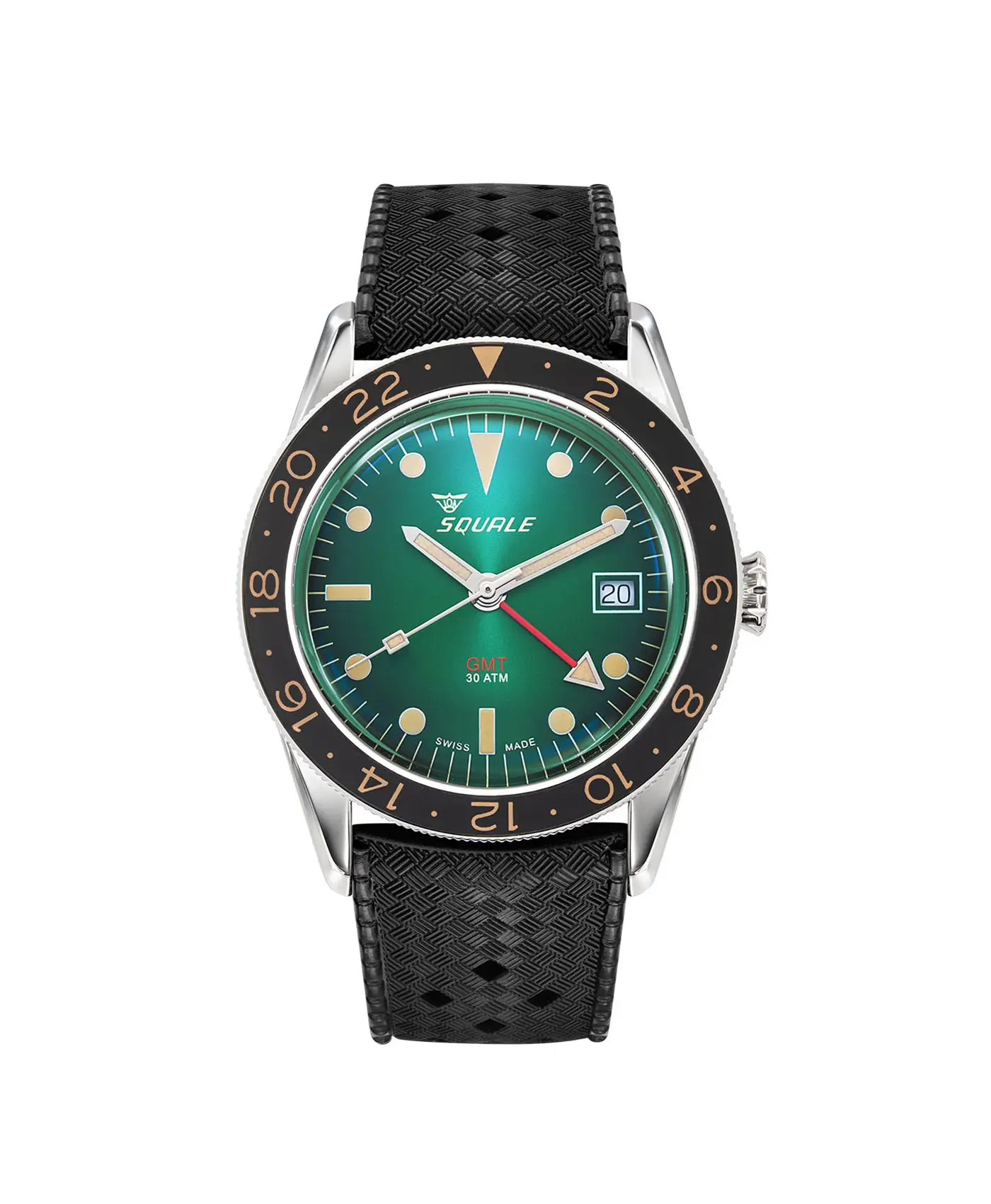 Squale – SUB 39 – GMT Vintage – Green – Rubber Strap Squale – SUB 39 – GMT Vintage – Green – Rubber Strap