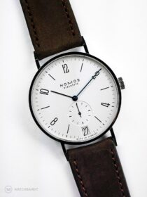 NOMOS Tangente Strap guide calfskin coffee dark brown-min
