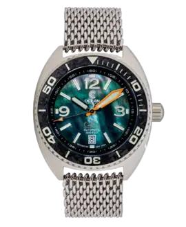 Ocean Crawler - Core Diver - Black Mother of Pearl - Carbon Fiber Bezel - 2 Straps Included