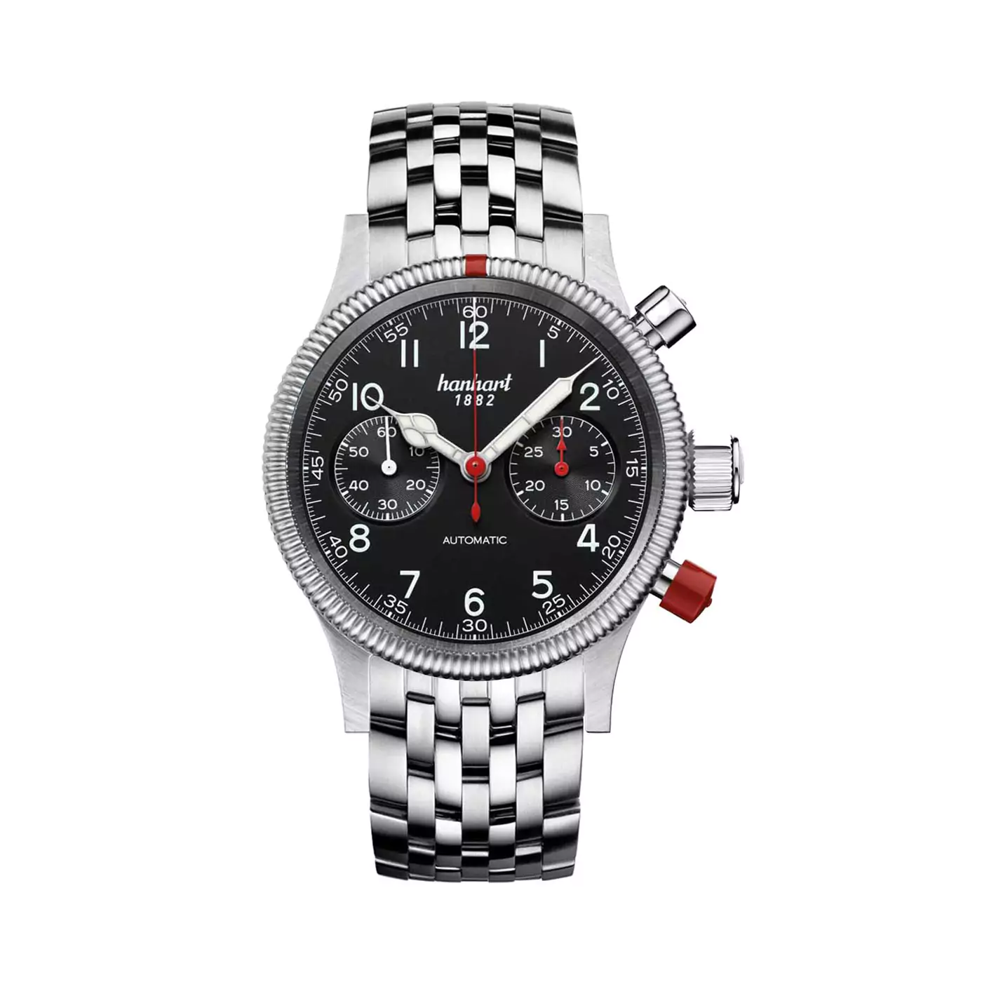 hanhart-pioneer-mk-ii-black-40-mm-metal-bracelet hanhart-pioneer-mk-ii-black-40-mm-metal-bracelet