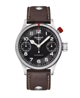 hanhart-pioneer-monoscope-black-fluted-bezel-45-mm-dark-brown-leather