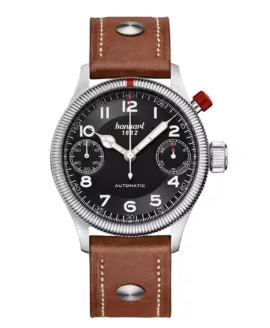hanhart-pioneer-monoscope-black-fluted-bezel-45-mm-light-brown-leather