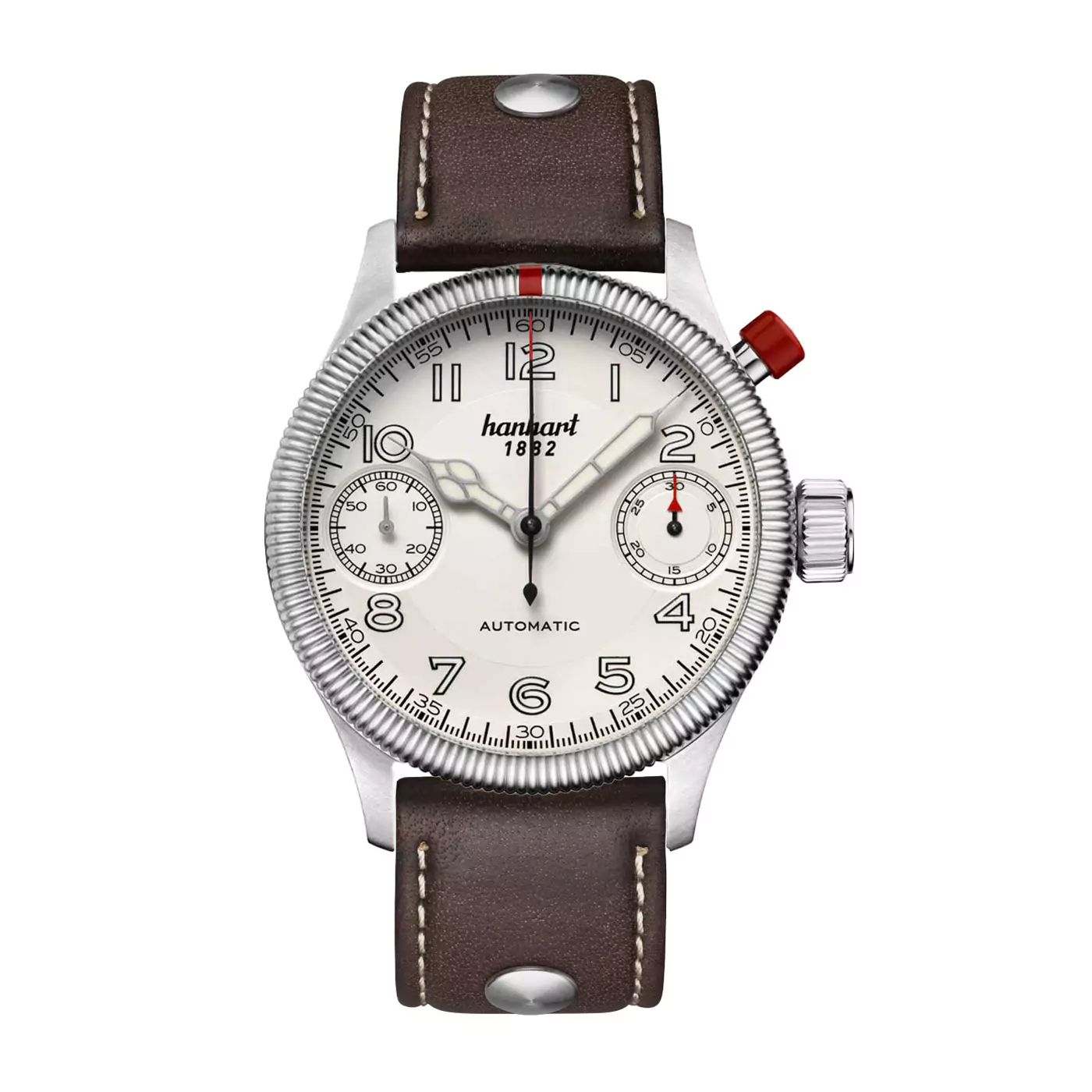 hanhart-pioneer-monoscope-silver-fluted-bezel-45-mm-dark-brown-leather hanhart-pioneer-monoscope-silver-fluted-bezel-45-mm-dark-brown-leather