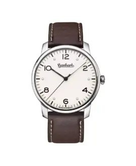 hanhart-pioneer-silva-white-385-mm-brown-leather-bracelet