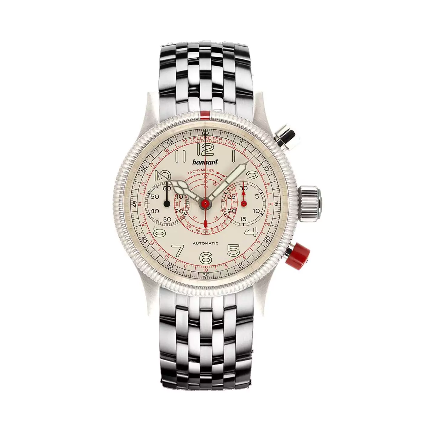 hanhart-pioneer-tachytele-antique-white-40-mm-metal-bracelet hanhart-pioneer-tachytele-antique-white-40-mm-metal-bracelet