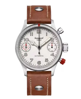 hanhart-pioneer-twindicator-antique-white-fluted-bezel-45-mm-light-brown-leather