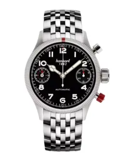 hanhart-pioneer-twindicator-black-fluted-bezel-45-mm-stainless-bracelet