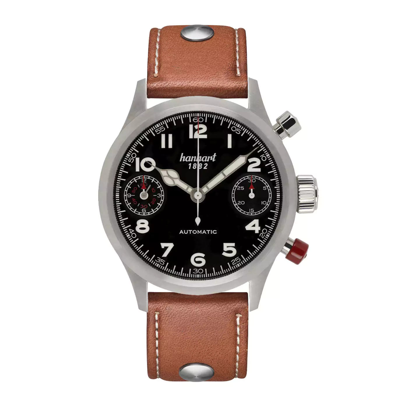 hanhart-pioneer-twindicator-black-smooth-bezel-45-mm-light-brown-leather-strap hanhart-pioneer-twindicator-black-smooth-bezel-45-mm-light-brown-leather-strap