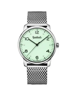 Hanhart - PIONEER Silva - Pistachio - 38.5 mm - Milanaise Mesh bracelet